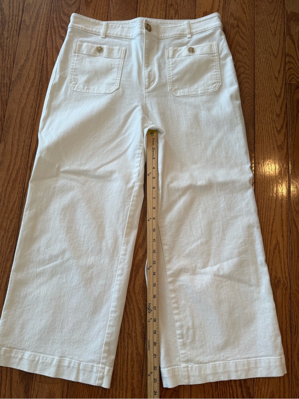 Loft Palmer Wide Leg Crop Pant 12 Twill White Beach Casual High Waist